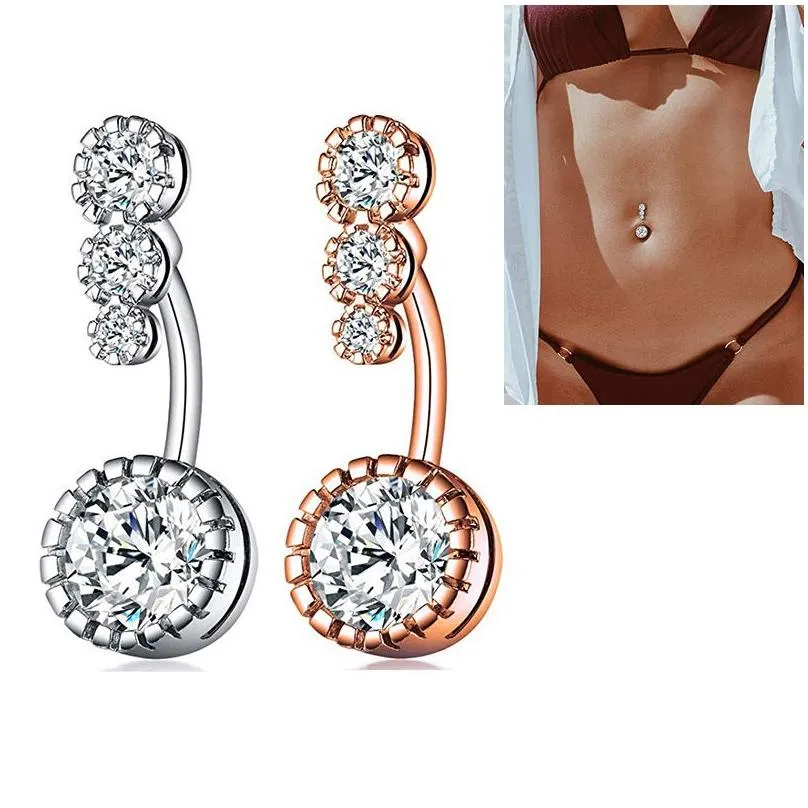 stainless steel diamond bell button rings allergy zircon navel belly ring y fashion women body jewelry will and sandy