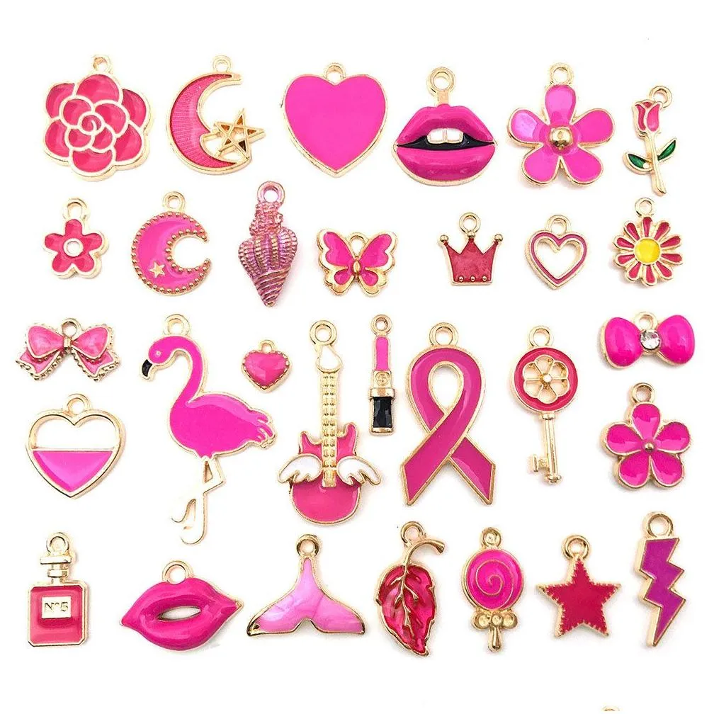 30pcs/pack 30pcs mixed cute enamel charms pendant diy bracelet neacklace for jewelry making