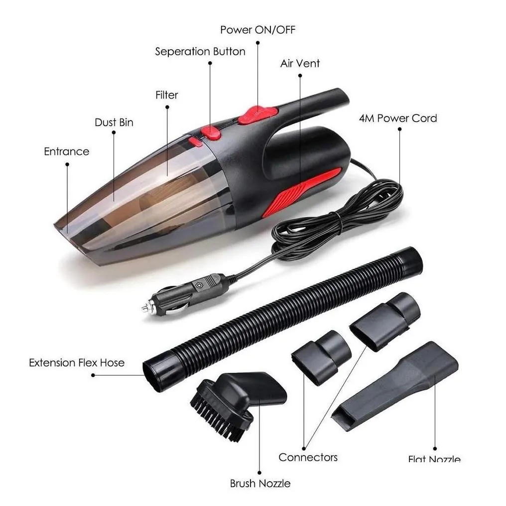 car vacuum cleaner est portable handheld cordless/car plug 120w 12v 5000pa super suction wet/dry vaccum for home1 drop delivery m