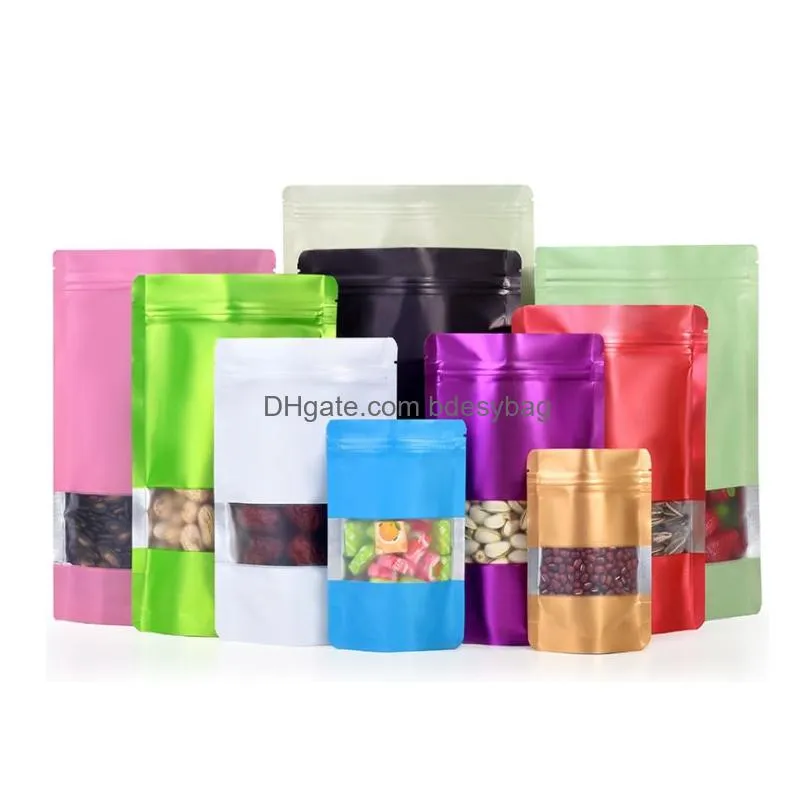 100pcs/lot color aluminum foil tea packaging bag coffee bean biscuit baking self adhesive food sealing bags recyclable