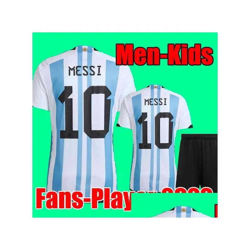 2022 world cup top thailand argentina soccer jersey fans and player version dybala aguero maradona football shirt 22 23 men kids sets