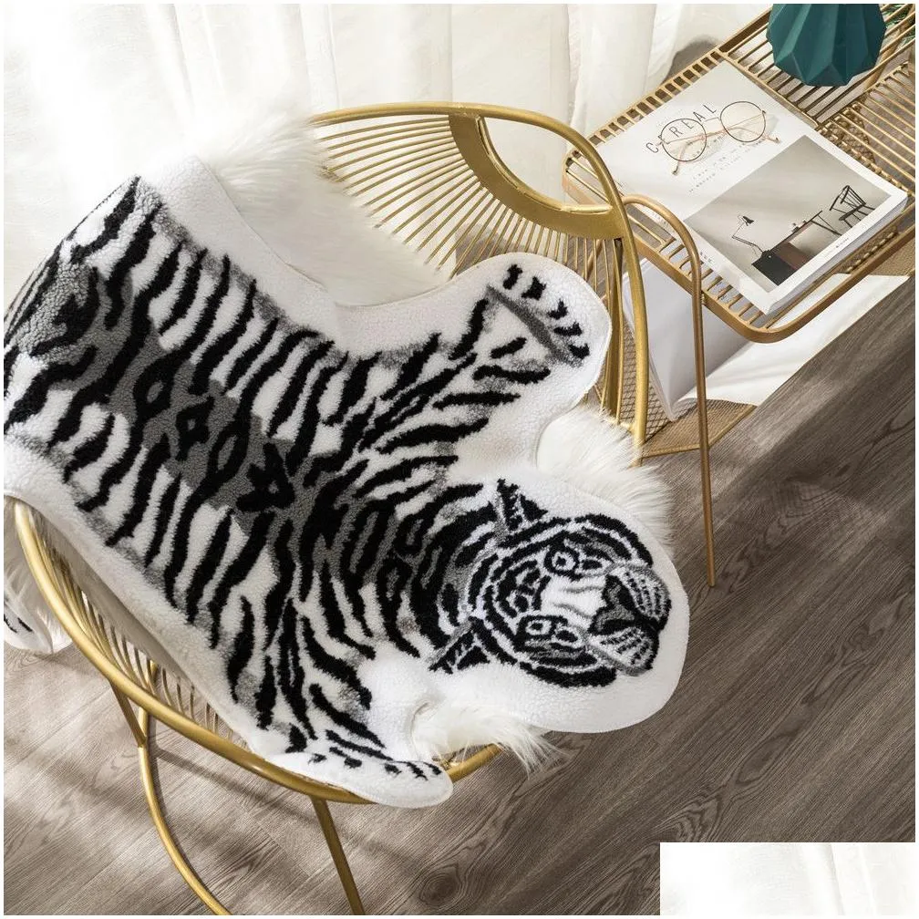 tiger printed rug cow leopard cowhide faux skin leather nonslip antiskid mat animal print carpet