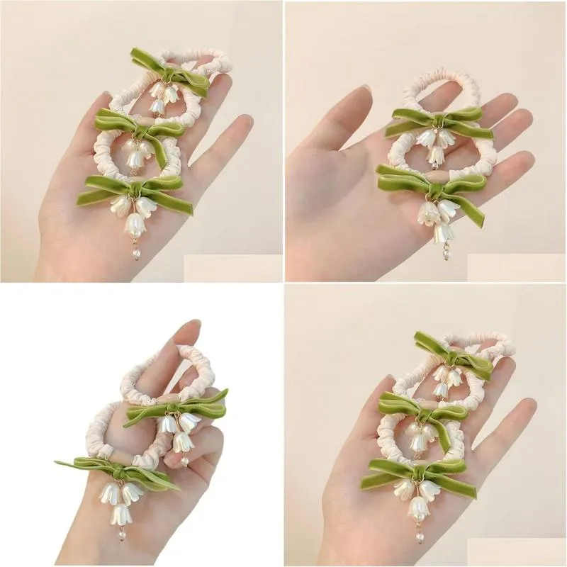 linglan flower hair ring forest style super immortal  and cute flower hair rope temperament tie hair versatile elastic band