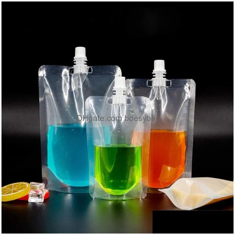 transparent plastic bags shipping drink pouch sealed reusable beverage juice milk coffee travel organizer bag