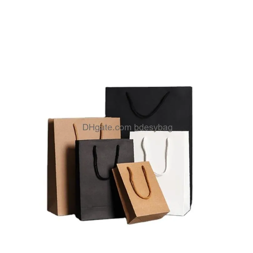 paper shopping bag recyclable shop store packaging bags clothes gifts cardboard wrap recyclable pouch with handle 4 colors