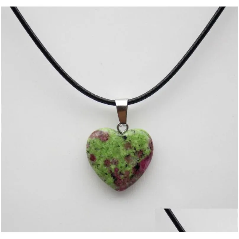 natural stone heart pendant quartz crystal agates turquoises malachite stone for jewelry making necklace