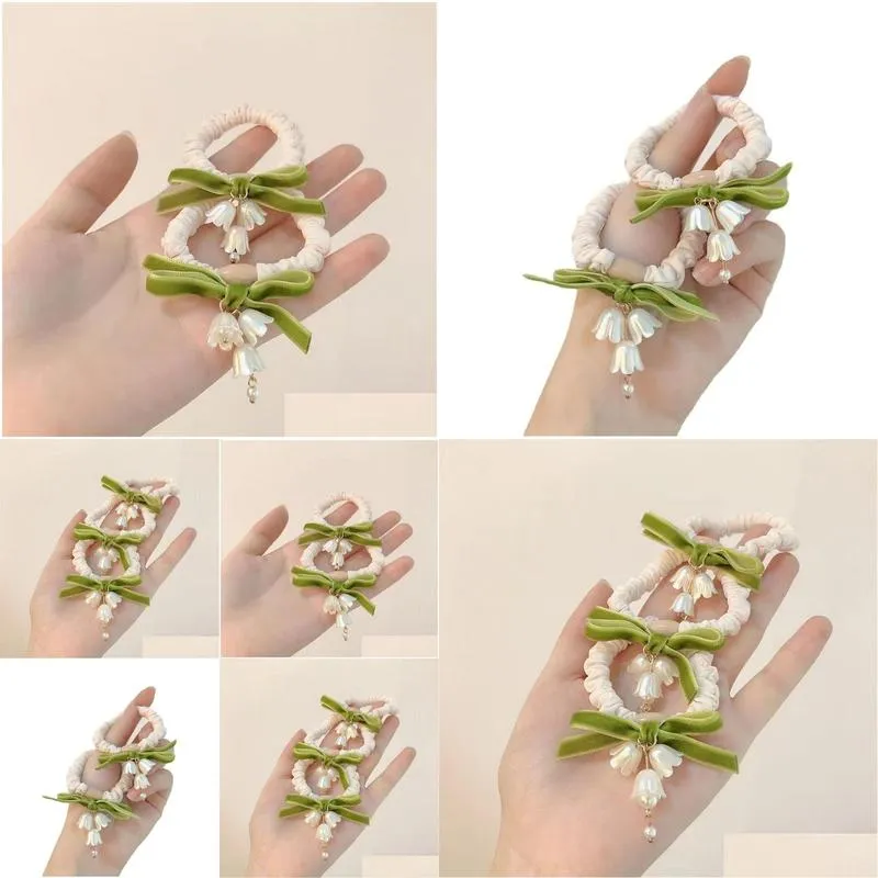 linglan flower hair ring forest style super immortal  and cute flower hair rope temperament tie hair versatile elastic band