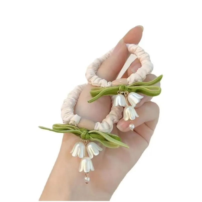 linglan flower hair ring forest style super immortal  and cute flower hair rope temperament tie hair versatile elastic band