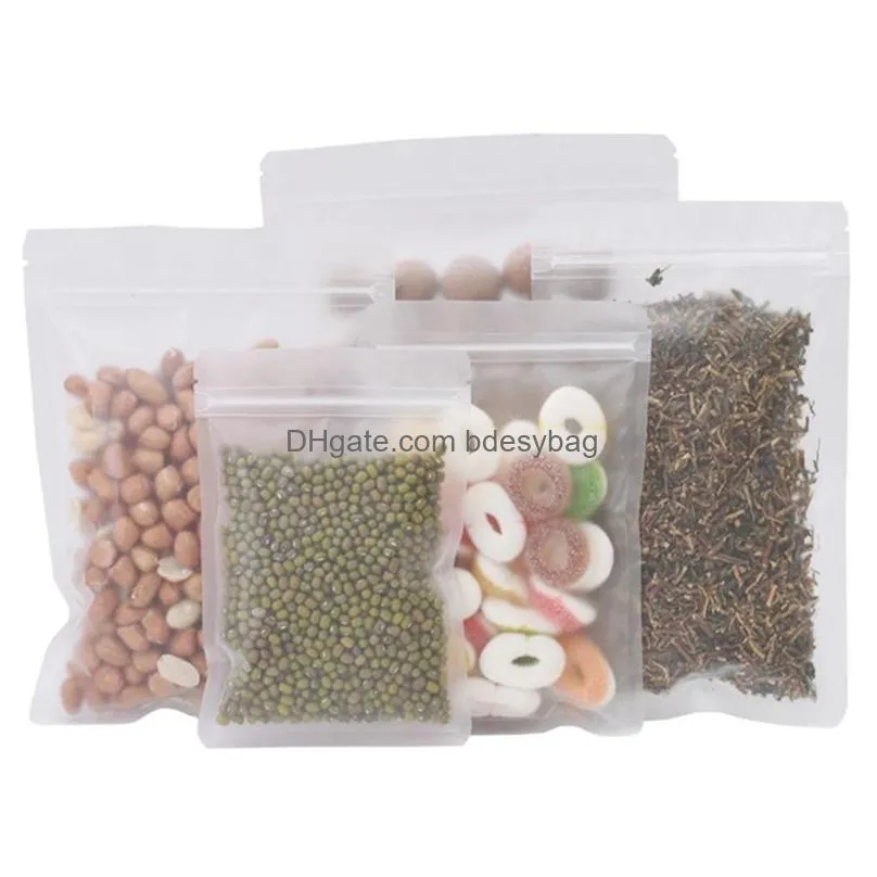 frosted transparent zipper bag flat bottom dry flower packing pouch smell proof food storage bags