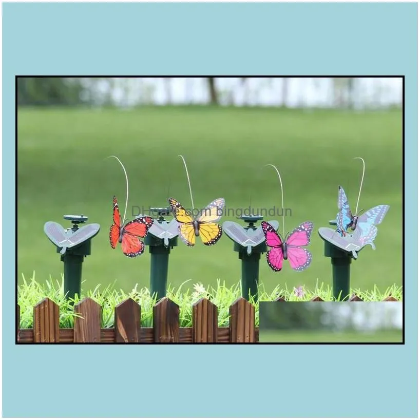 garden decorations solar power dancing flying butterflies fluttering vibration fly hummingbird birds yard decoration funny toys ysy3