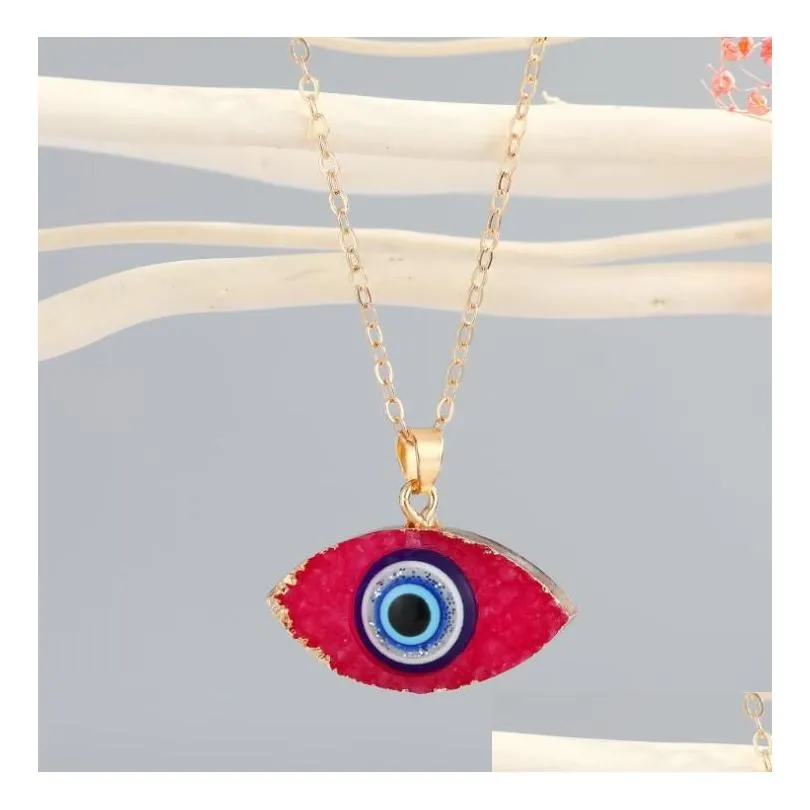 7 colors vintage ethnic oval turkey evil eyes necklace for women gold color blue eye pendant choker clavicle chain turkish jewelry