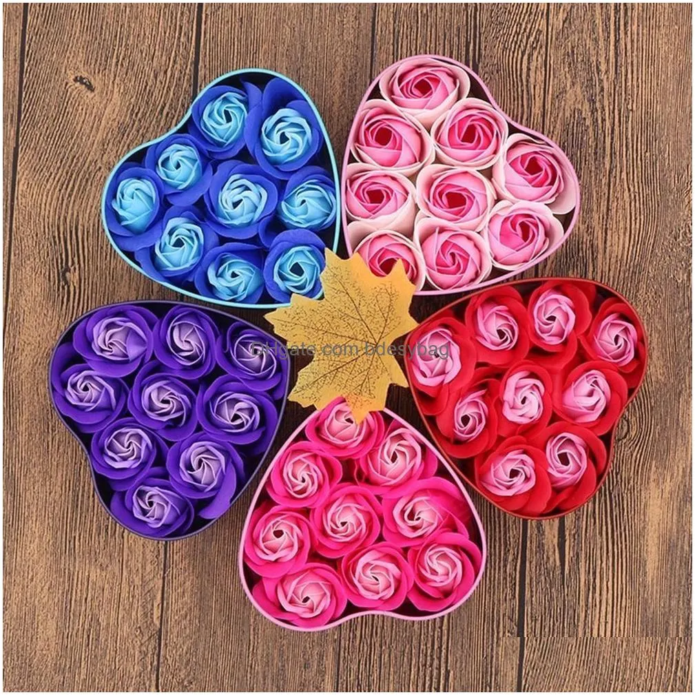 artificial soap flower simulated rose flowers creative bath soap roses in gift box for girls women