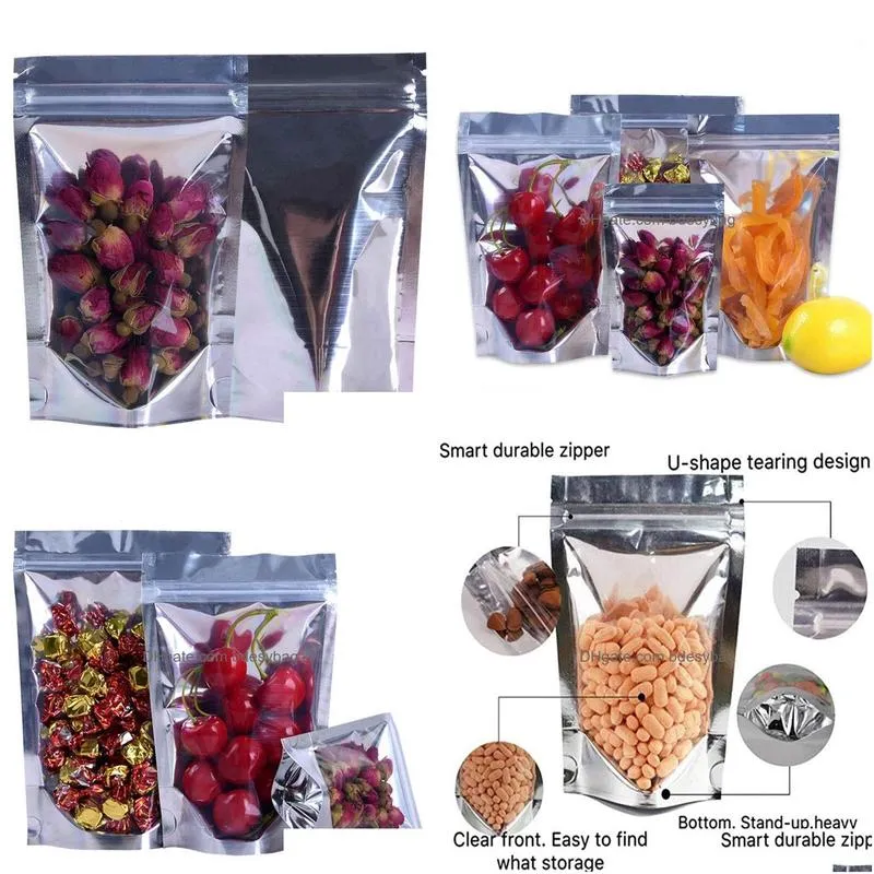 plastic resealable stand up aluminum foil bags smell proof pouch for coffee tea nuts cookie food packaging