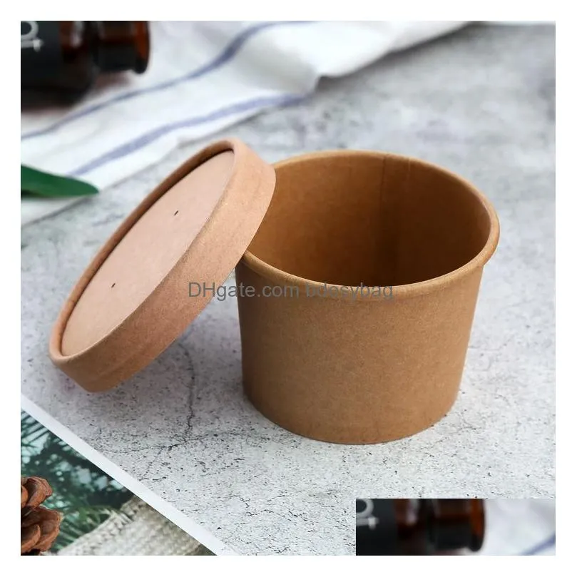 disposable dinnerware soup cups paper containers kraft food disposable bowls ice cream cup with lids