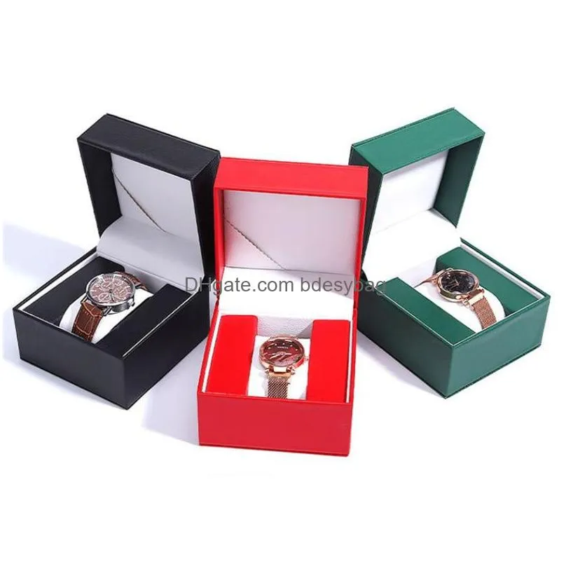 pu leather watch gift box jewelry bracelet storage case with removable pillow wristwatch organizer display boxes