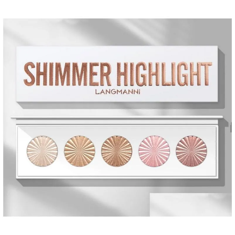 langmanni eye highlighter bronzer powder and face glow up 5 color shimmer high lighter palette cosmetics makeup