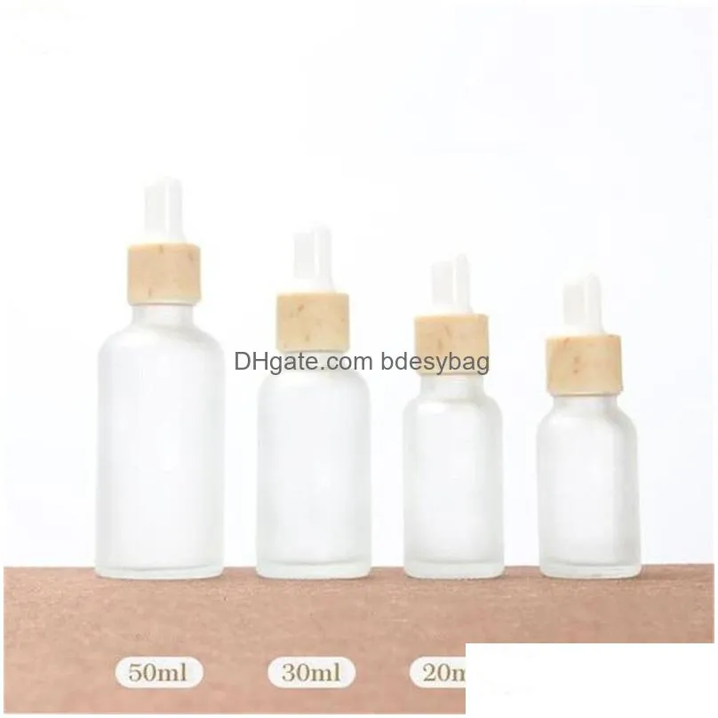 10ml 15ml 20ml 30ml 50ml frosted glass dropper bottle empty cosmetics jar for essential oil with imitated bamboo lids