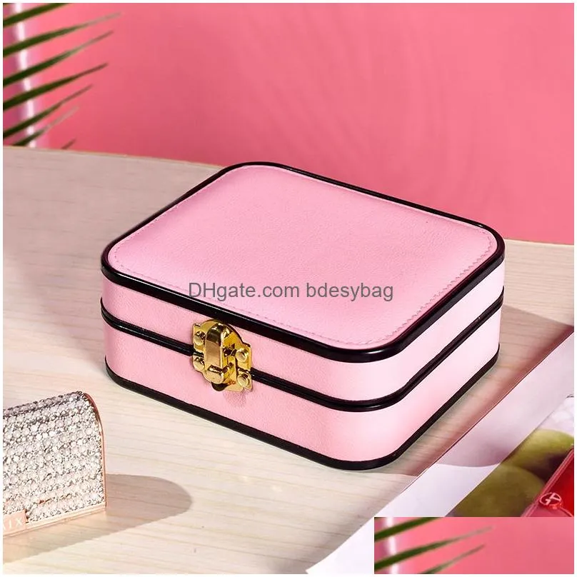 travel pu leather jewelry organizer box packaging gift box for wedding birthday