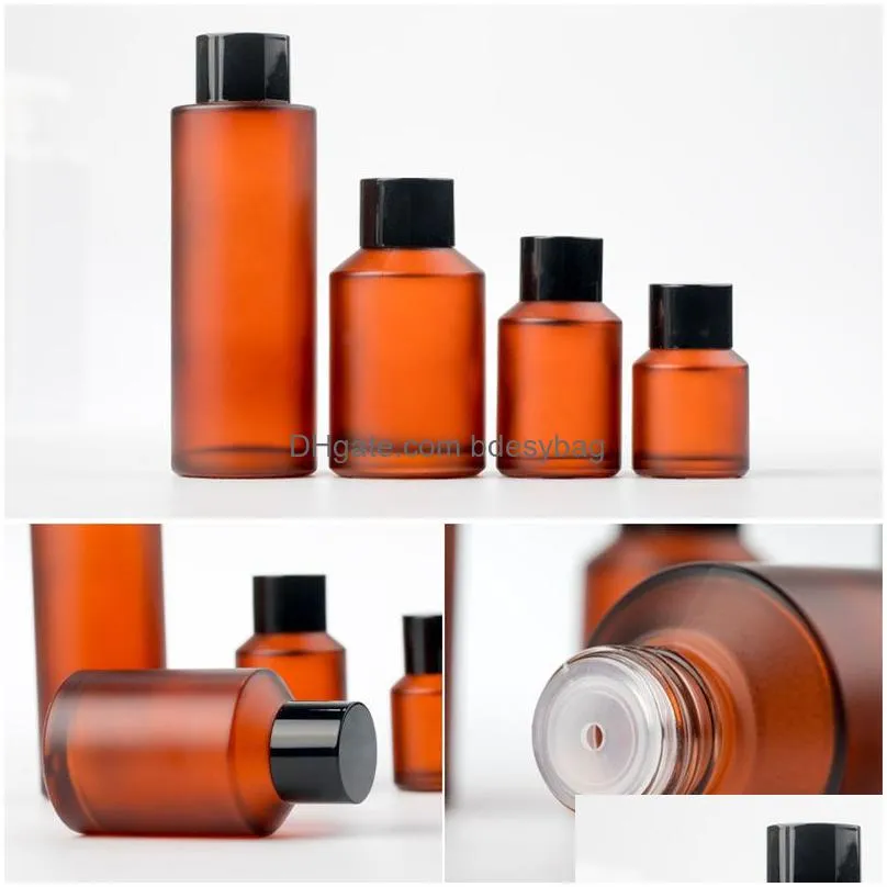 15ml 30ml 60ml 100ml empty amber glass bottle protable lotion spray pump container make up cosmetic sample bottles jar