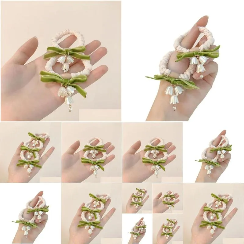 linglan flower hair ring forest style super immortal  and cute flower hair rope temperament tie hair versatile elastic band