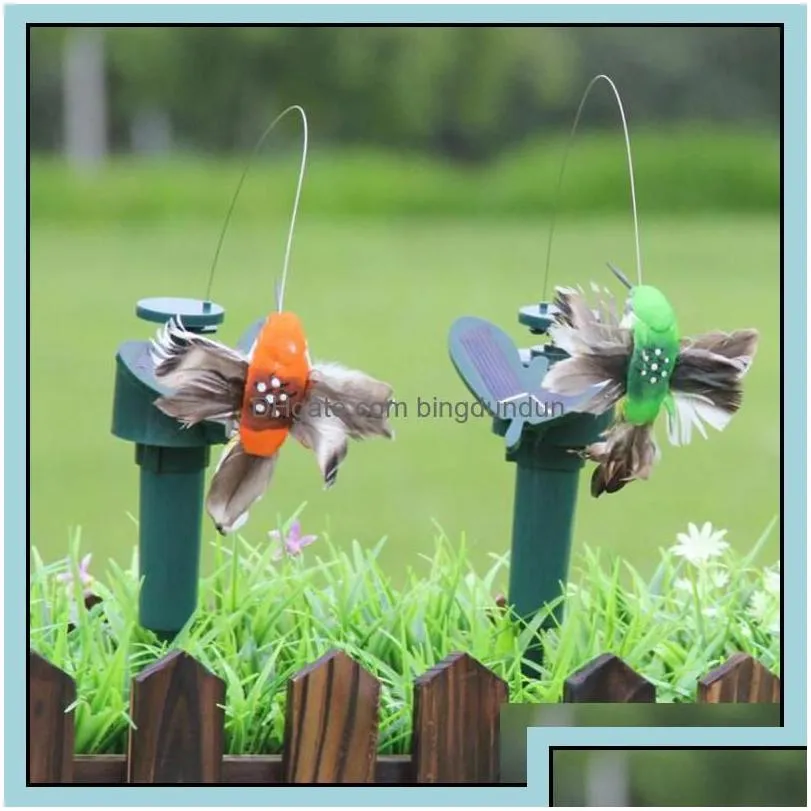 Garden Decorations Solar Power Dancing Flying Butterflies Fluttering Vibration Fly Hummingbird Birds Yard Decoration Funny Toys Ysy3