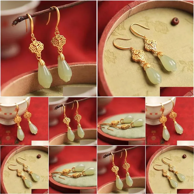 natural an jade peace buckle earrings burned blue auspicious cloud earrings chinoiserie style earrings female retro temperament