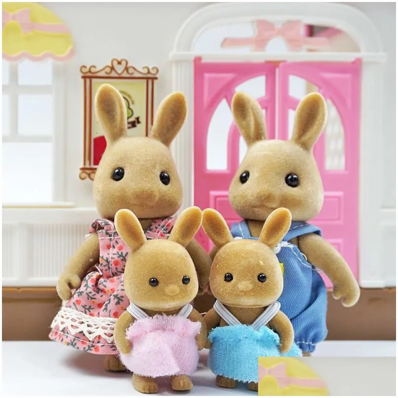 doll house accessories 1 12 forest animal family mini rabbit bear panda doll girl play house doll setforest family villa furniture set toys