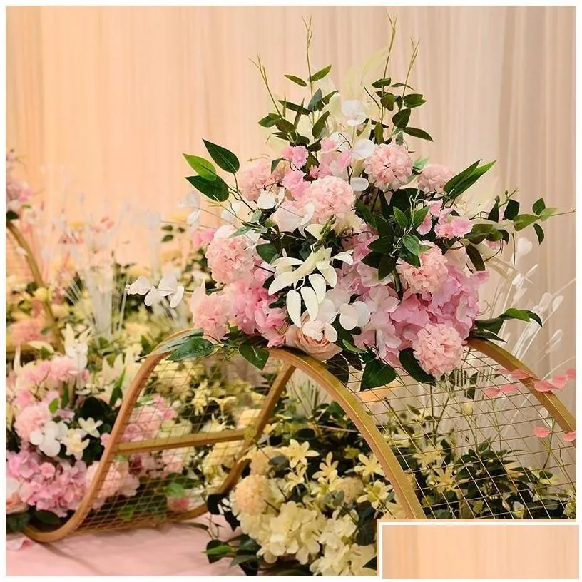 Decorative Flowers Wreaths Customize 40Cm Artificial Rose Wedding Table Decor Flower Ball Centerpieces Backdrop Party Floral Road