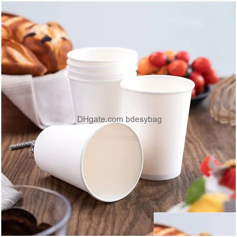 white paper cups with lid disposable coffee cup milk tea cup household office drinking accessories party supplies