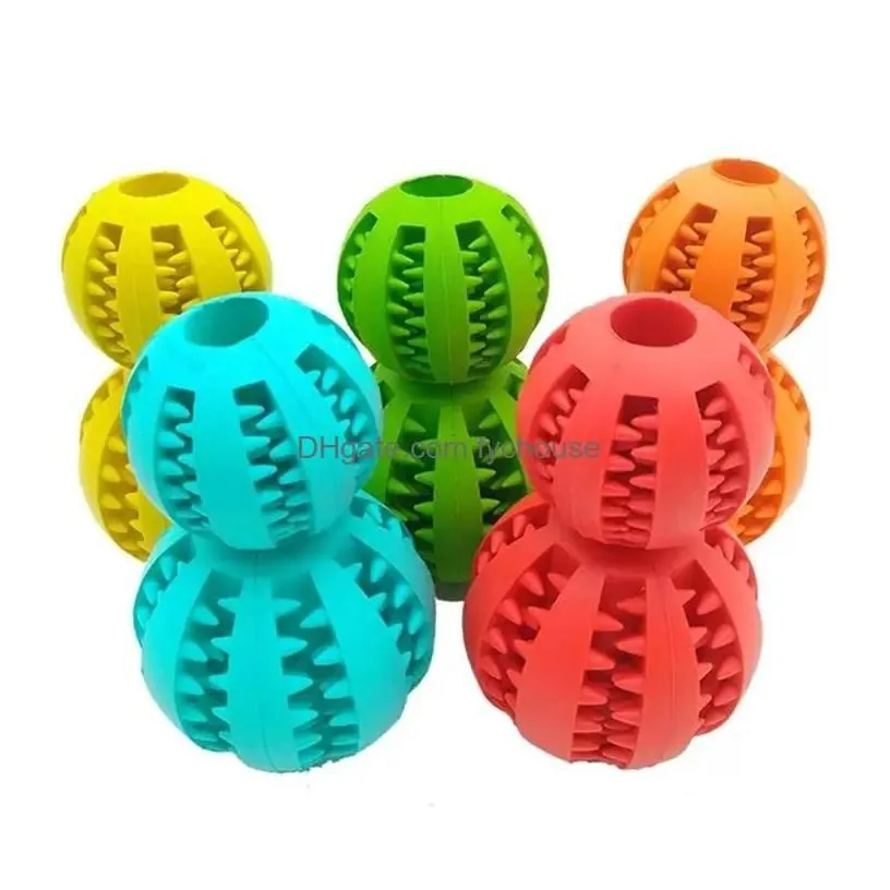 Dog Toys Chews Sublimation Pet Toys 5Cm Dog Interactive Elasticity Ball Natural Rubber Leaking Tooth Clean Balls Cat Chew Interact