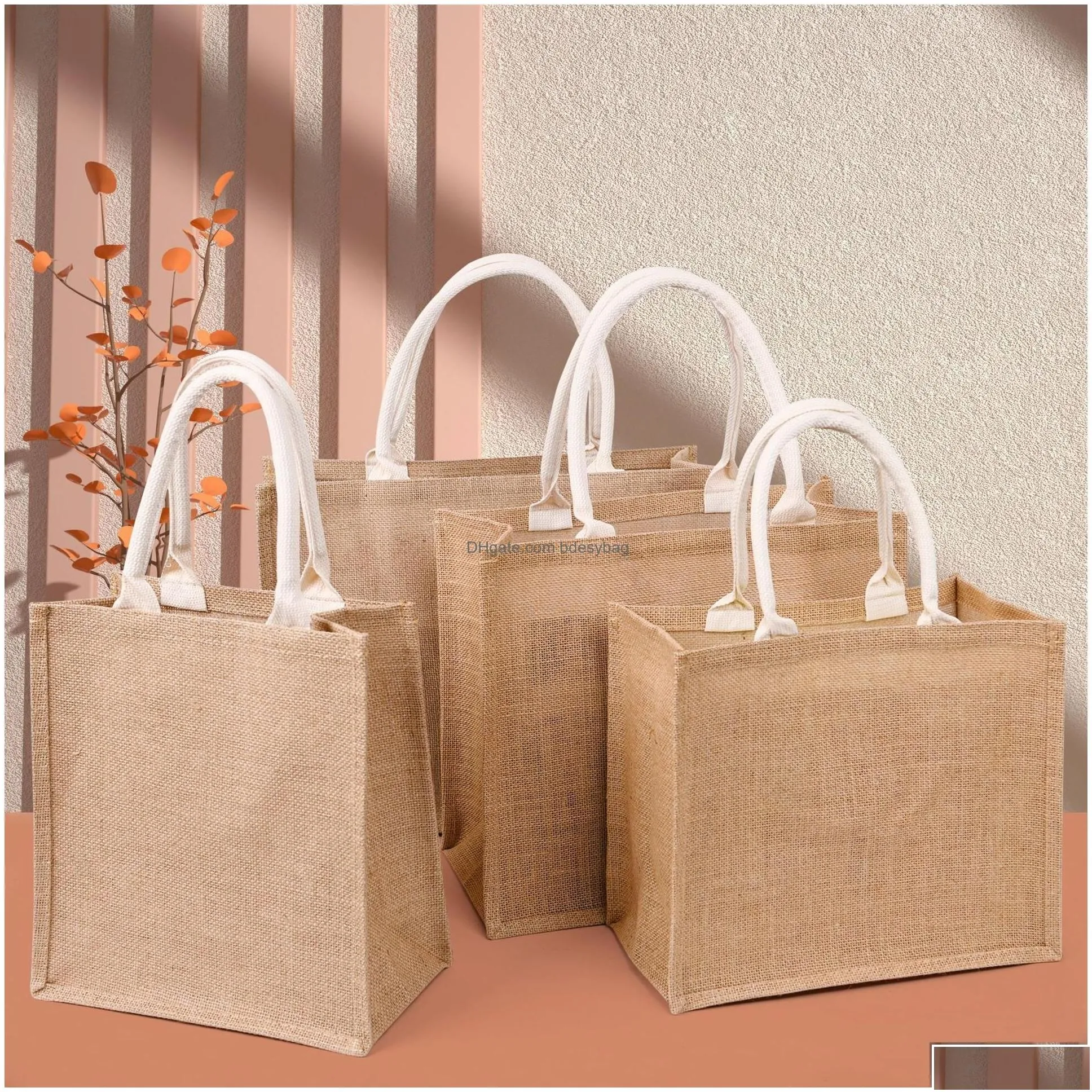 wholesale sublimation blanks plain natural tote bag small jute bags for diy hand painting blank polyester canvas totes with handles