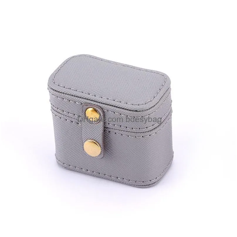 mini pu leather jewelry box portable earrings ring organizer necklace pendant storage cases valentines day christmas gift packing