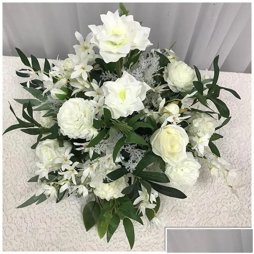 Decorative Flowers Wreaths Customize 40Cm Artificial Rose Wedding Table Decor Flower Ball Centerpieces Backdrop Party Floral Road