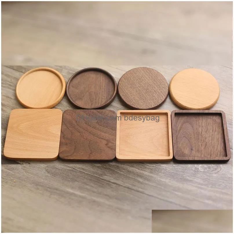 8.8cm wooden placemat fruit dishes tea coffee cup pad coffee cup holder durable heat resistant wood plate