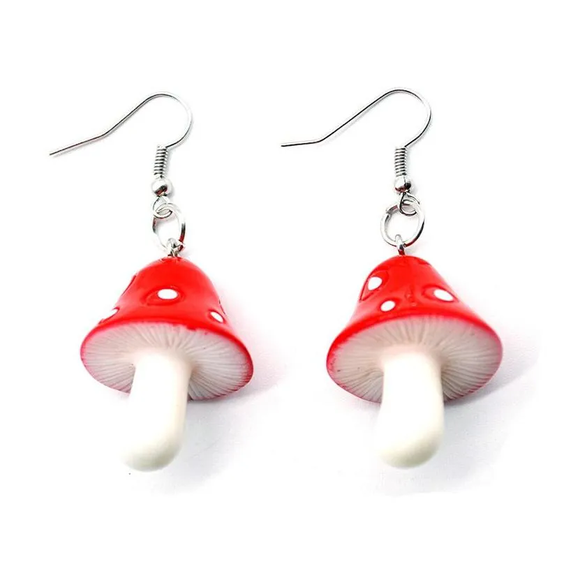 20pair fashion women sweet  handmade plastic simulation mushroom long pendant earring jewelry accessories gift