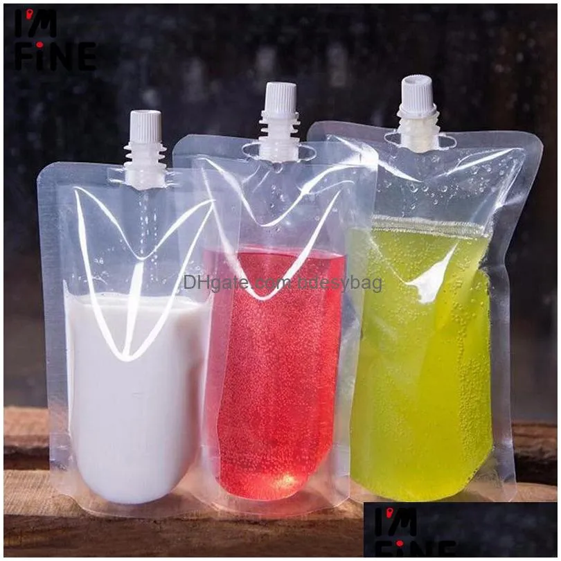 transparent plastic bags shipping drink pouch sealed reusable beverage juice milk coffee travel organizer bag