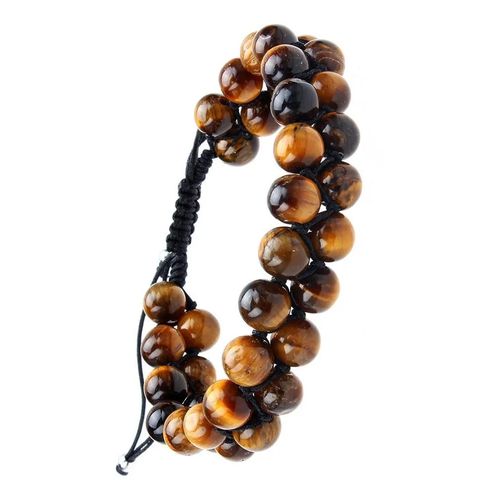 8mm beaded strands woven bracelets jewelry natural stone purple blue tiger eye double-layer creative yoga energy stones reiki buddhist