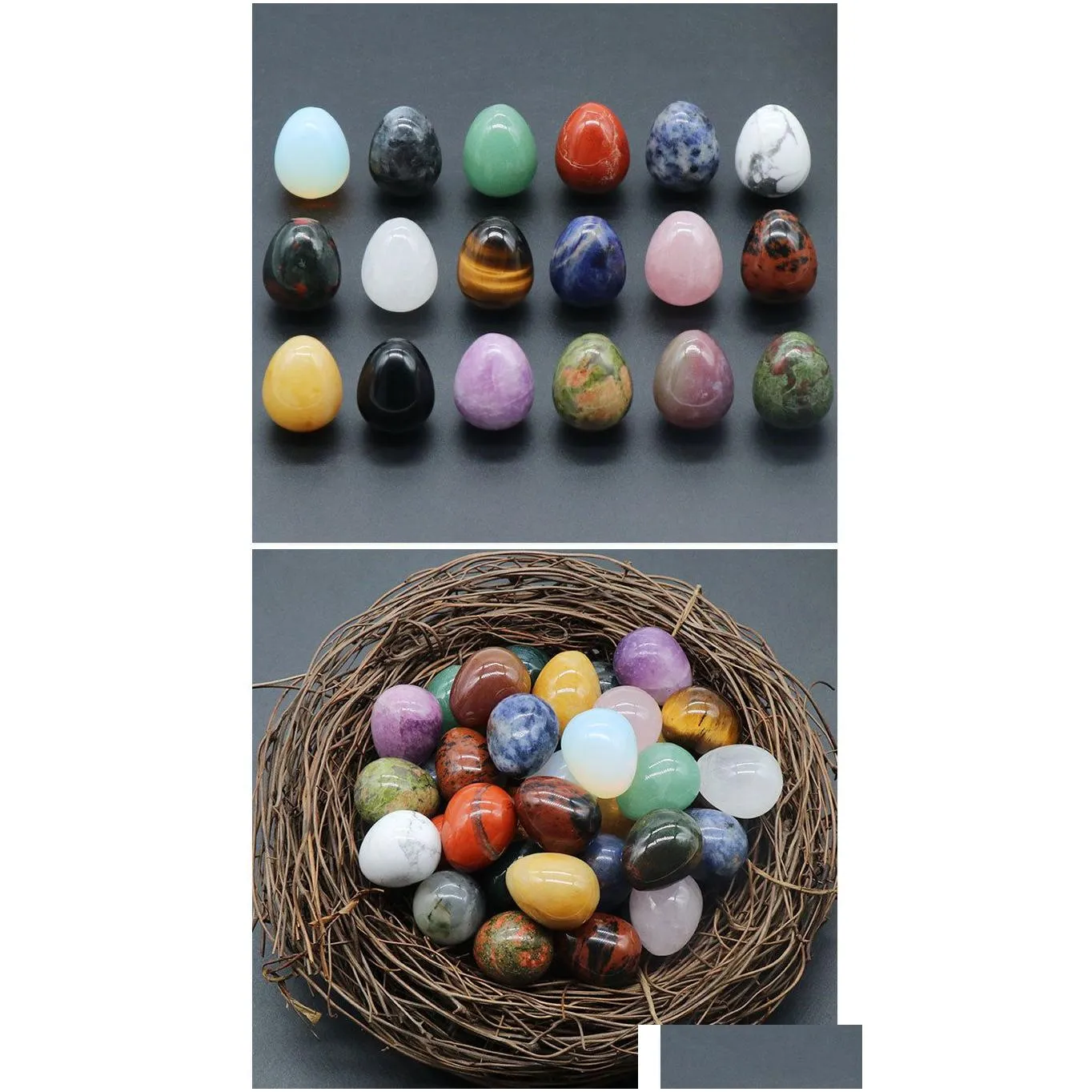 mini 20mm egg shaped stone natural healing crystal mascot massage accessory minerale gemstone reiki home decoration mki wholesale