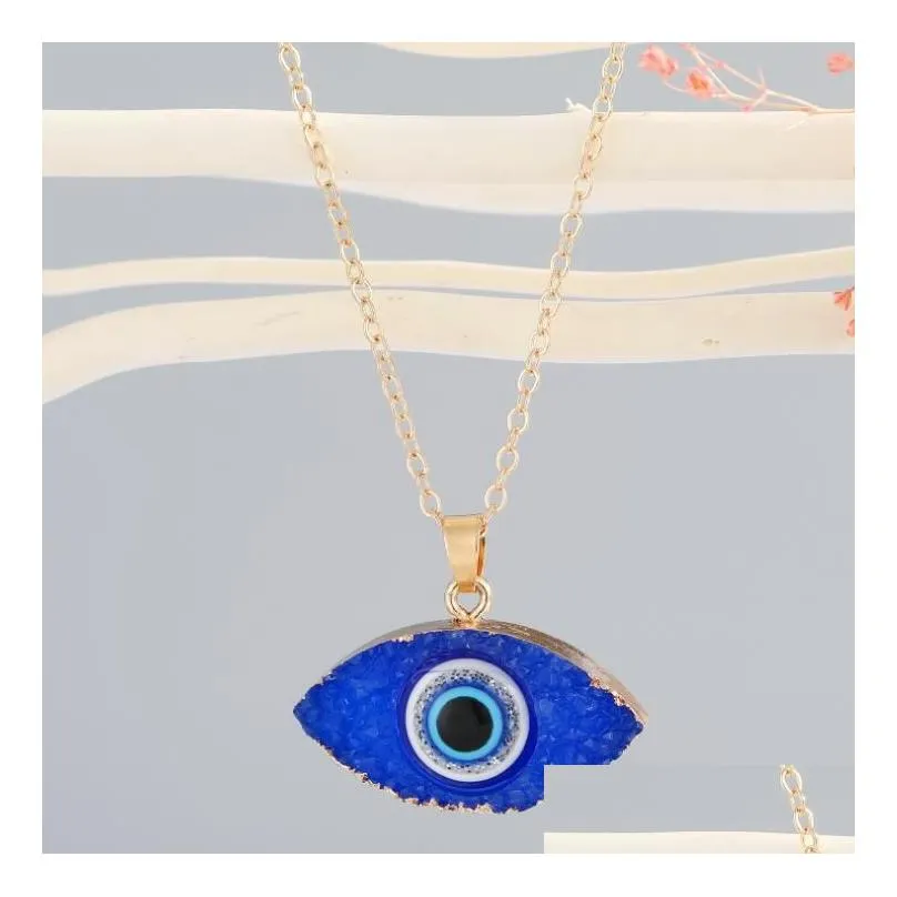 7 colors vintage ethnic oval turkey evil eyes necklace for women gold color blue eye pendant choker clavicle chain turkish jewelry