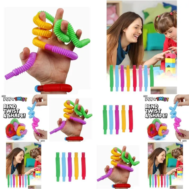 2023 fashion fidget toys circle colorful plastic tube coil childrens funny toys early educational folding toy