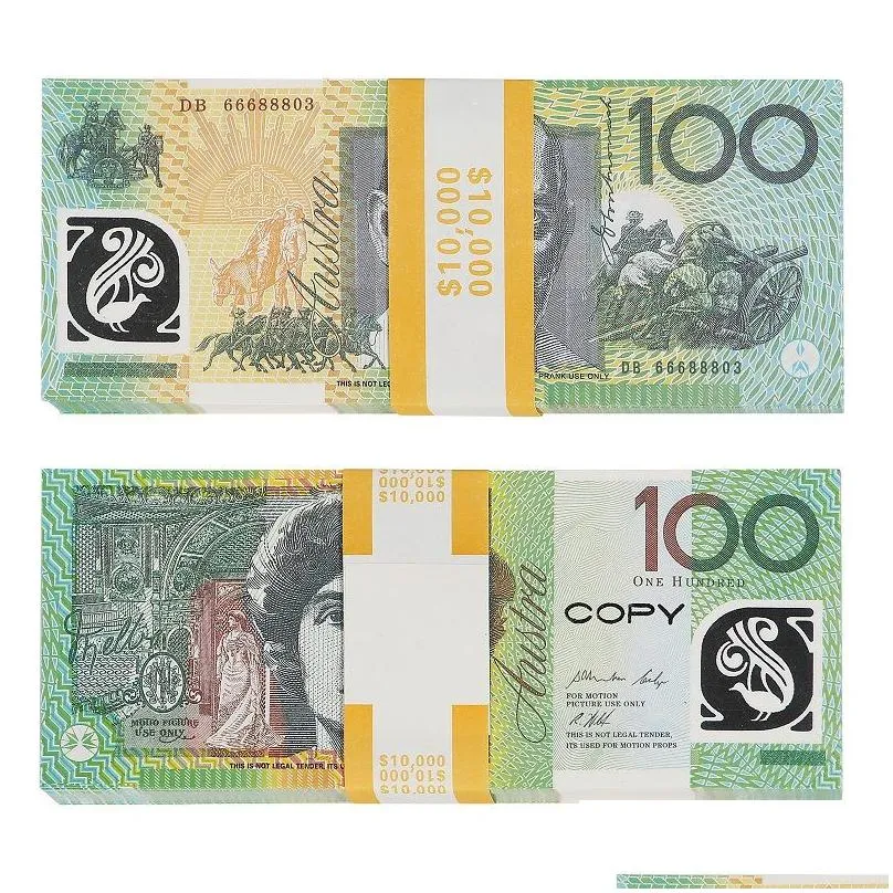 wholesale high quality prop game australian dollar 5/10/20/50/100 aud banknotes paper copy fake money movie props