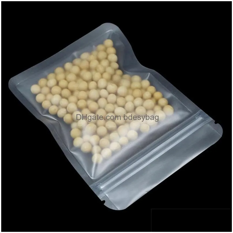 frosted transparent zipper bag flat bottom dry flower packing pouch smell proof food storage bags