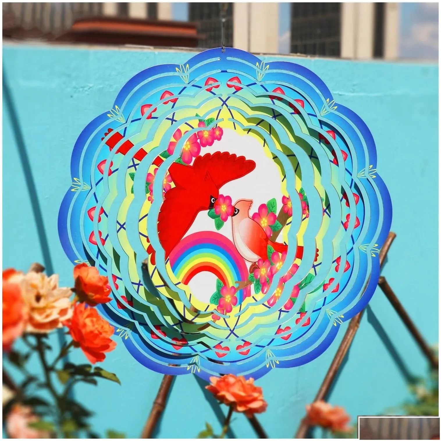 wholesale sublimation blanks blank wind spinner 10 inch aluminum spinners outdoor hanging garden decoration metal for diy both sides printable