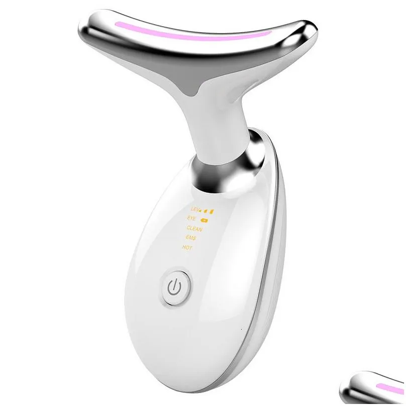face massager neck anti wrinkle beauty device lifting and tighten electric led pon therapy miclogurrent remover 230314