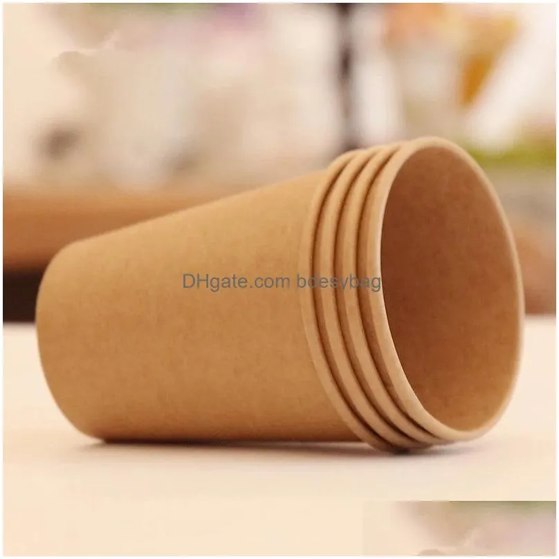 disposable kraft cardboard paper cups with plastic cover for hot drinking party supplies