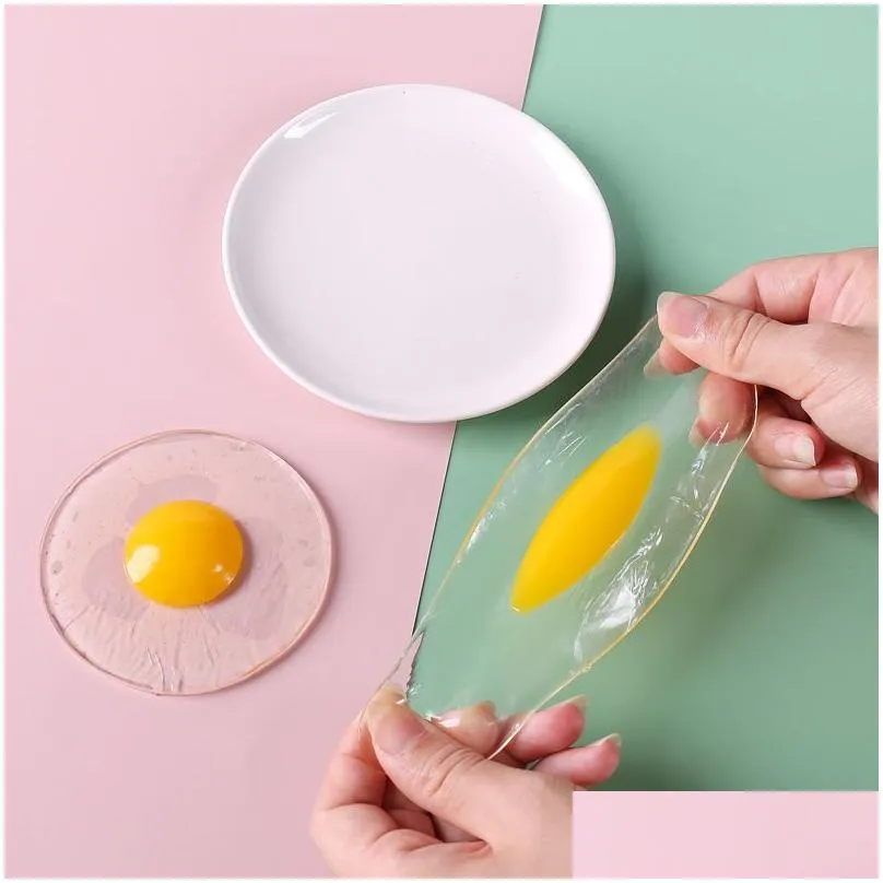  games sticky tpr rubber eggs squeeze kitchen food toy pretend play cooking fried egg omelette gags joke kids relieve stress toys