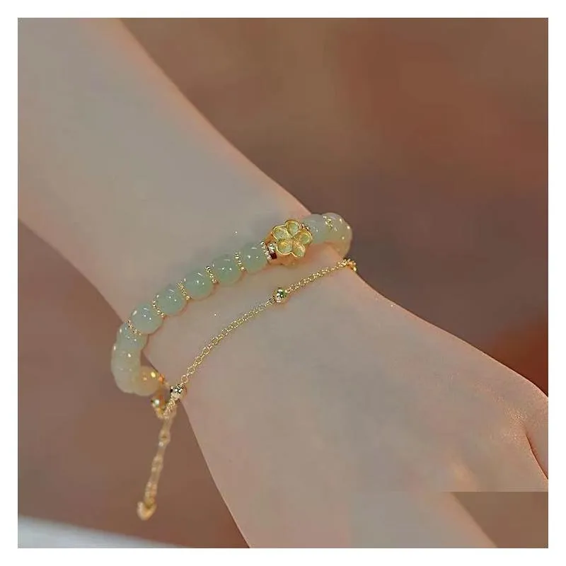 laomiao an jade hand string jade spinach green 10mm bracelet safe jade green bracelet simple jasper handwear