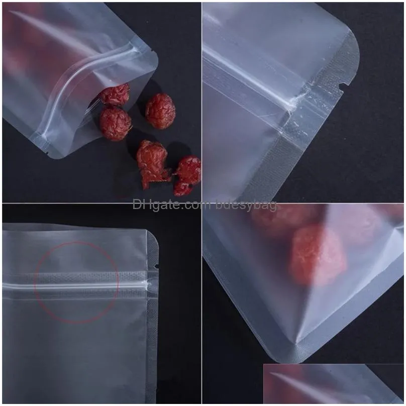 frosted transparent zipper bag flat bottom dry flower packing pouch smell proof food storage bags