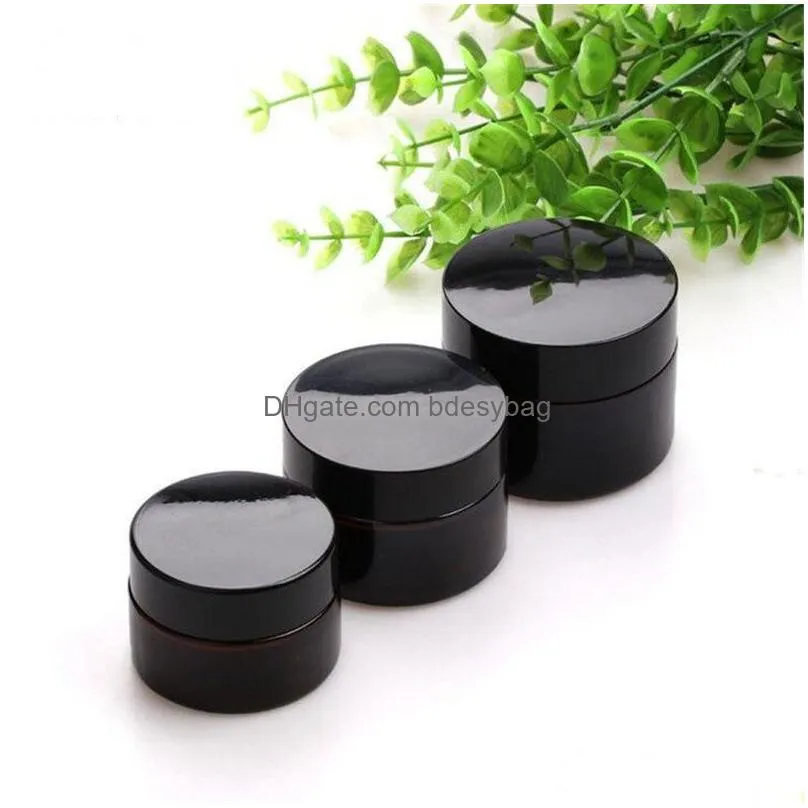 5g 10g 15g 20g 30g 50g amber brown glass face cream bottle cosmetic makeup jars refillable container with inner liners and black lids