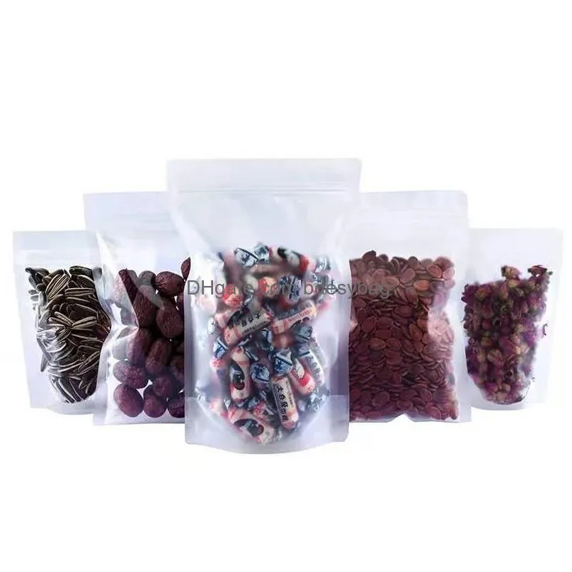 100pcs lot stand up matte plastic bag zipper package bags forsted coffee tea vegetables fruits storage pouches packing